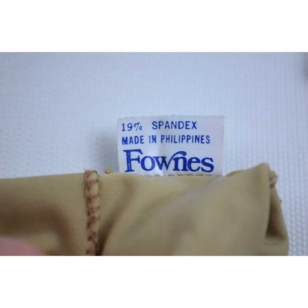 Vintage Fownes Tan Beige Nylon &  Grip Strips‎ Gloves Women's One Size (Small)
